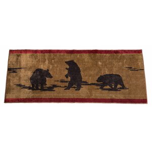 Grotto Bear Rectangle Chocolate Brown Area Rug