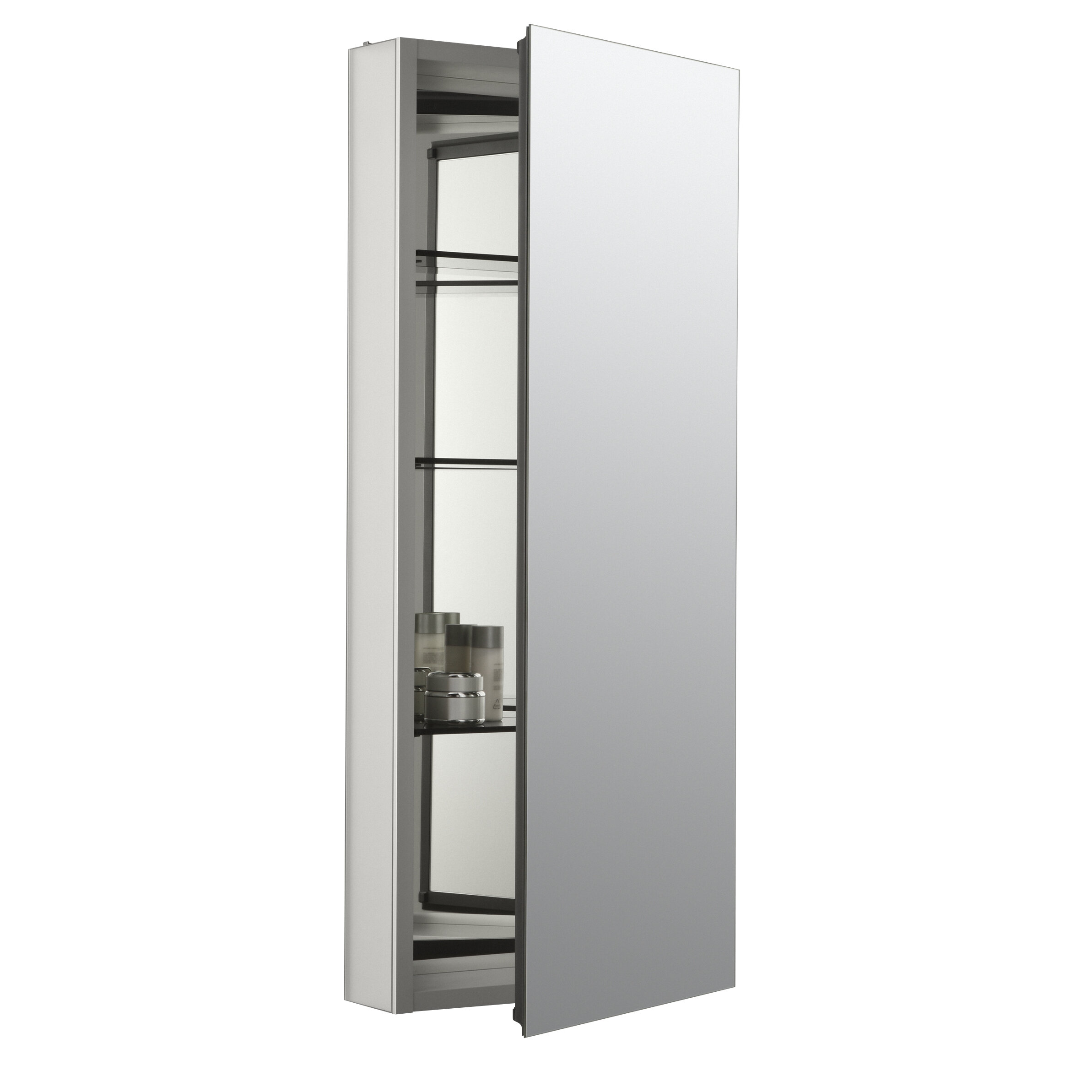 Catalan 15 X 36 Aluminum Single Door Recessed Medicine Cabinet With 107 Degree Hinge Reviews Allmodern