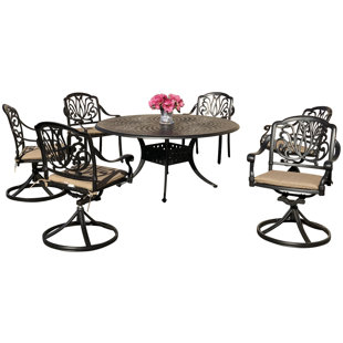 Go to store & view more images Nina 7 Piece Sunbrella Dining Set with Sunbrella Cushions by Fleur De Lis Living