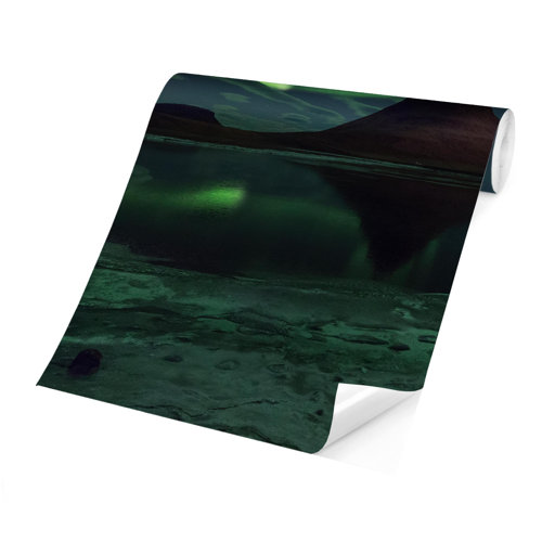 Northern Lights in Iceland 2.88m x 2.88m Textured Matte Peel & Stick Wall Mural East Urban Home