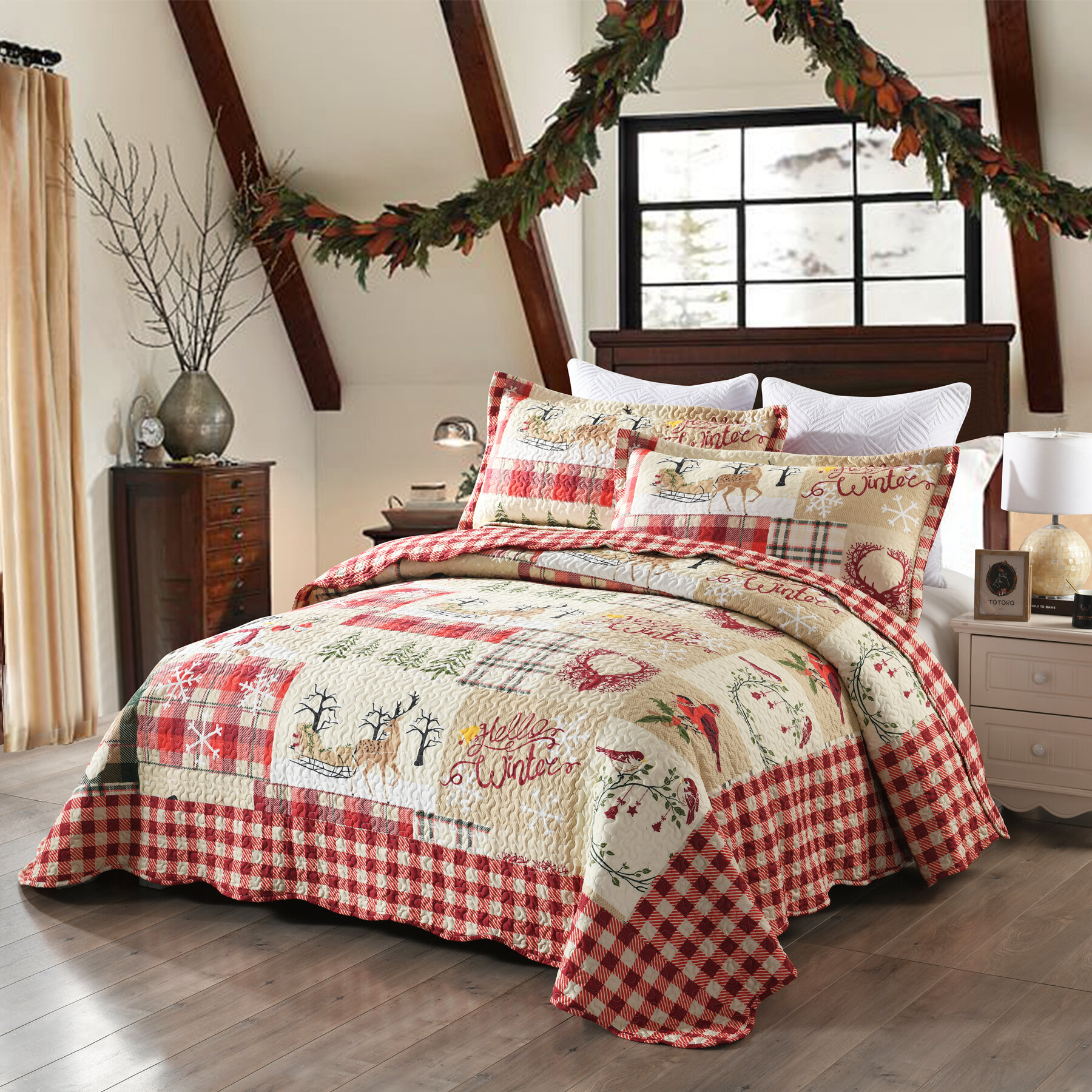 christmas quilt bedspread set