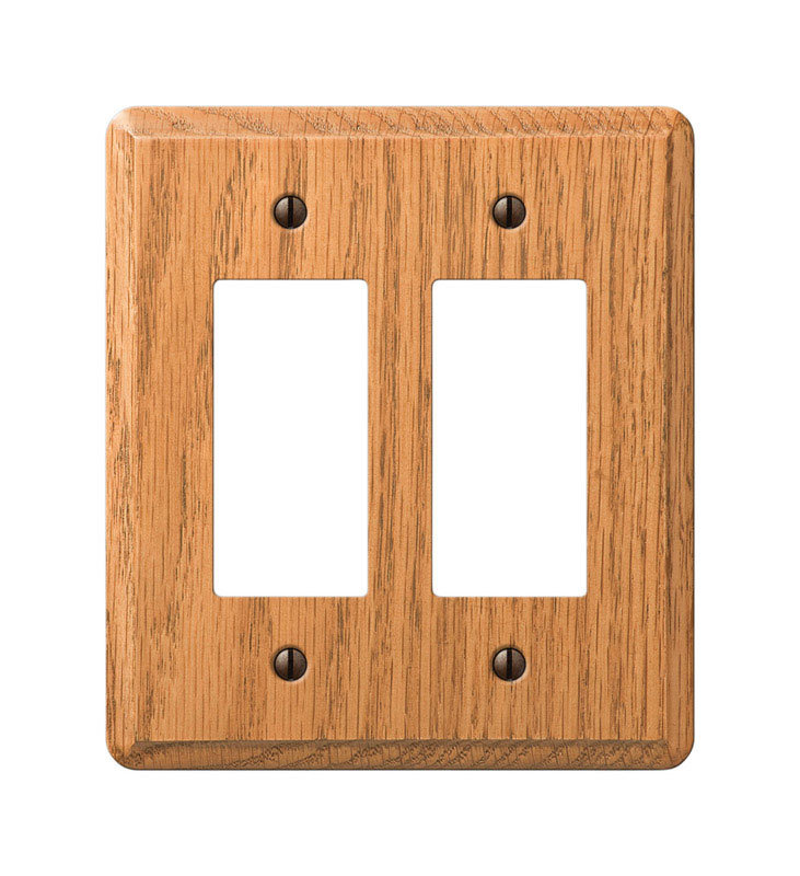 Light Oak 901RRL 1 Amerelle 2-Gang Solid Oak Rocker Decorator Wall Plate