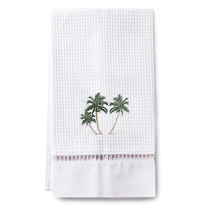Teme Palm Tree Waffle Weave Guest Cotton Hand Towel Teme Palm Tree Waffle Weave Guest Cotton Hand Towel