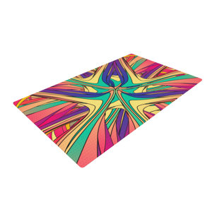 Danny Ivan Veins Rainbow Abstract Pink/Purple Area Rug