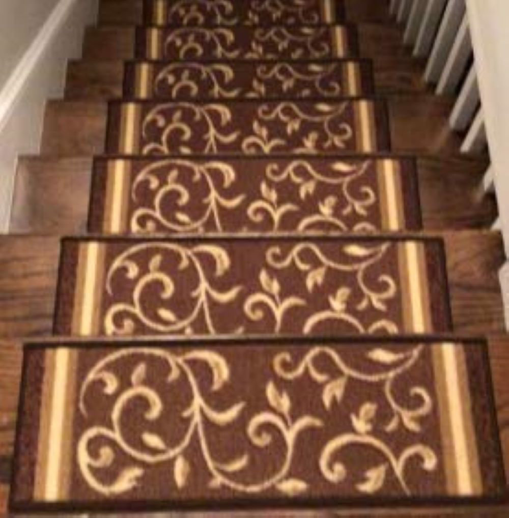 leonBonnie Luminous Carpet Stair Treads Skid-Resistant Rubber Backing Gripper Non-Slip Carpet Stair Treads Washable Stair Mat 