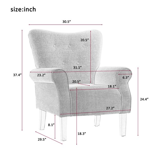 31.1'' Wide Tufted Linen Armchair