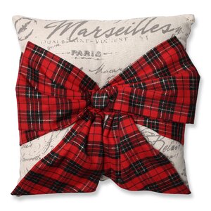 Holiday Plaid Bowknot Throw Pillow