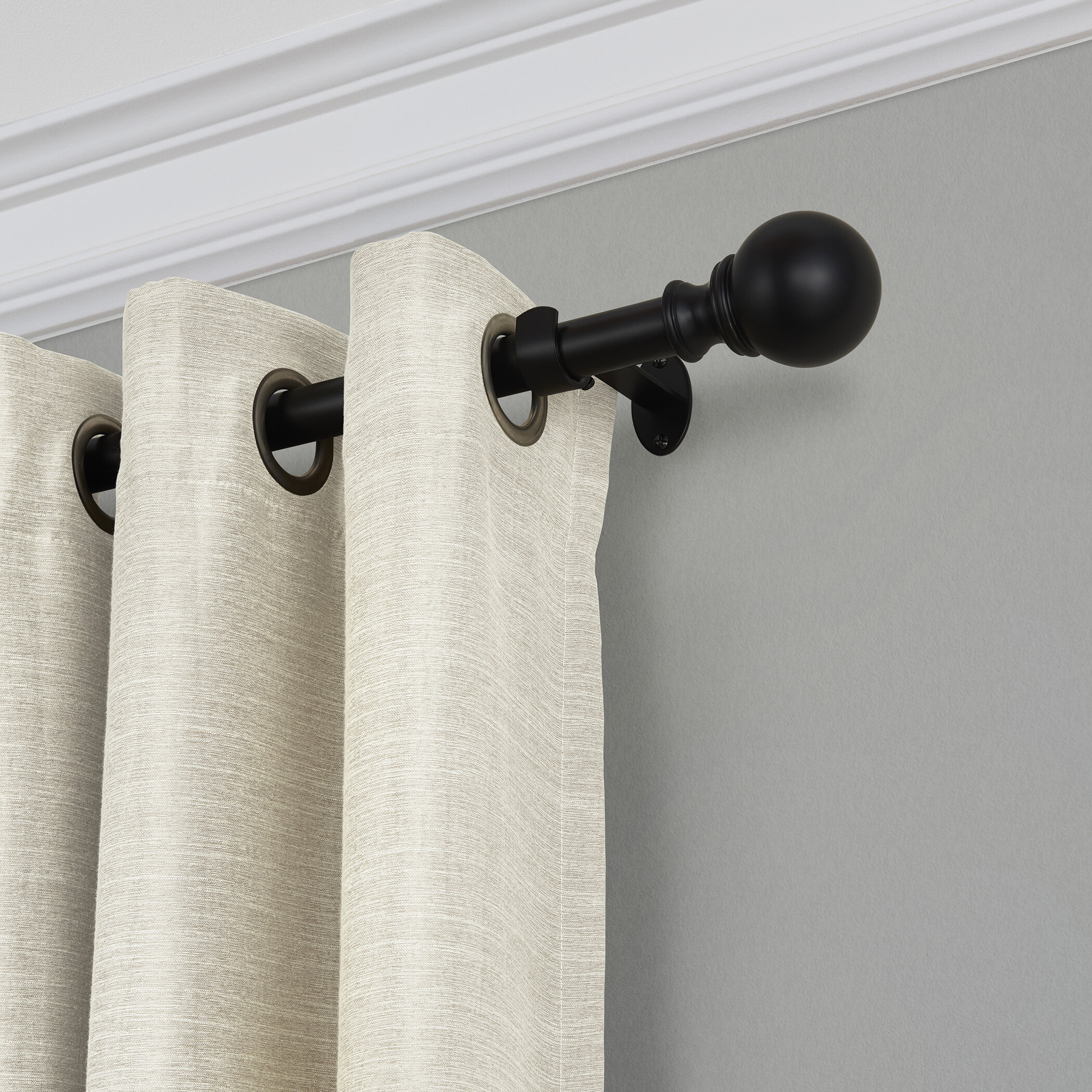 Double Curtain Rod Decorative Traditional Durable Antique-Pewter Steel 72-144 In