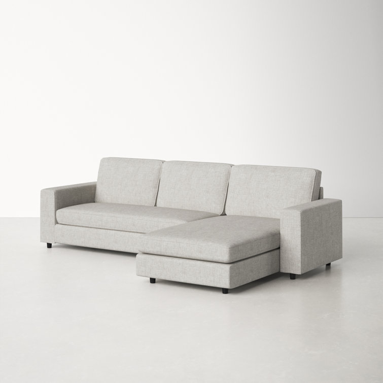 Ethan 111.5'' Marble and White Linen Modern Sofa Chaise