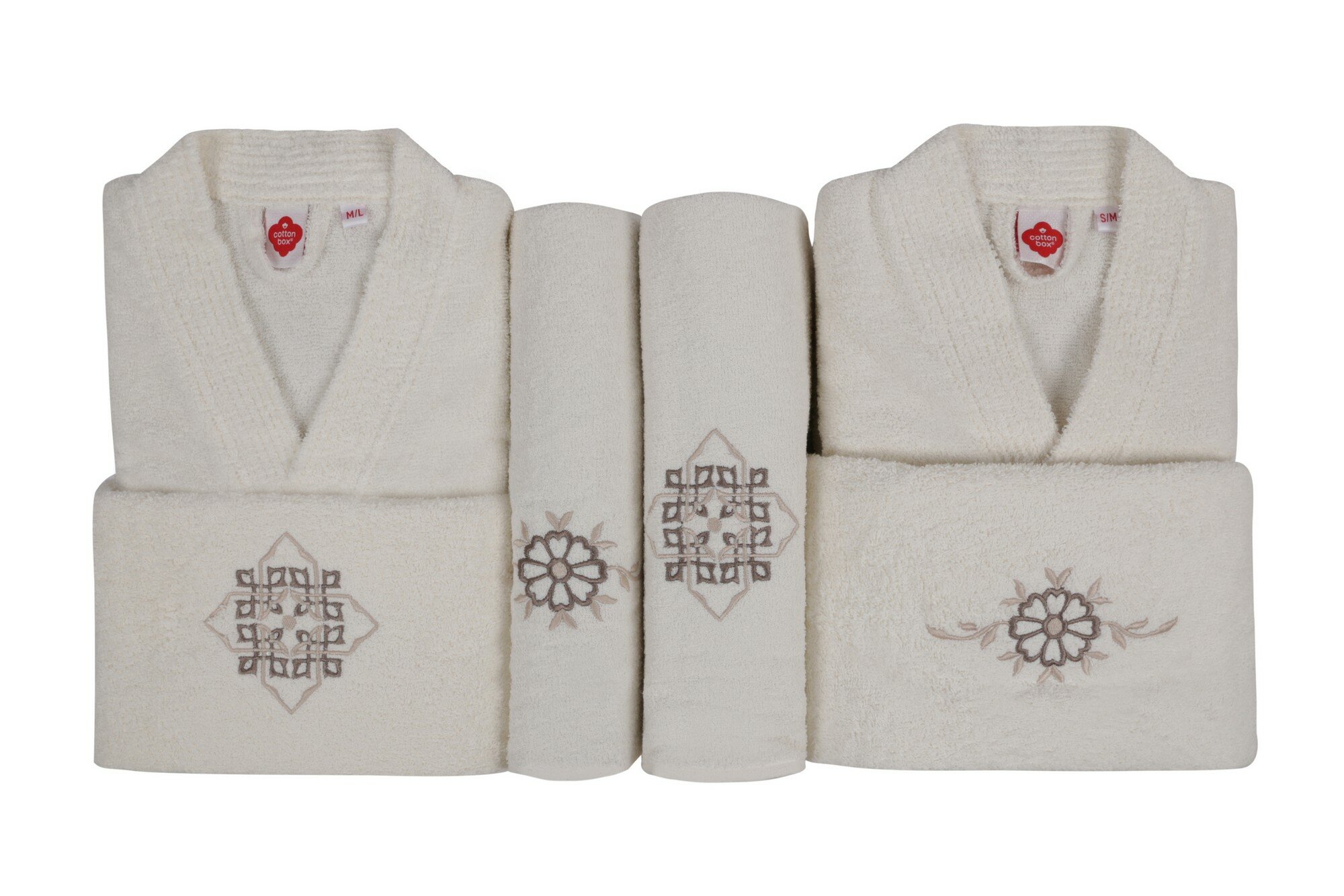 X Large Unisex Luxury Bathrobe and 100% Turkish Cotton 6 Piece Towel Set Bundle Cotton Paradise Large