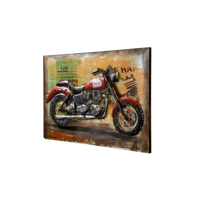 17 Stories Triumph Motorcycle Oil Painting Print On Canvas Wayfair