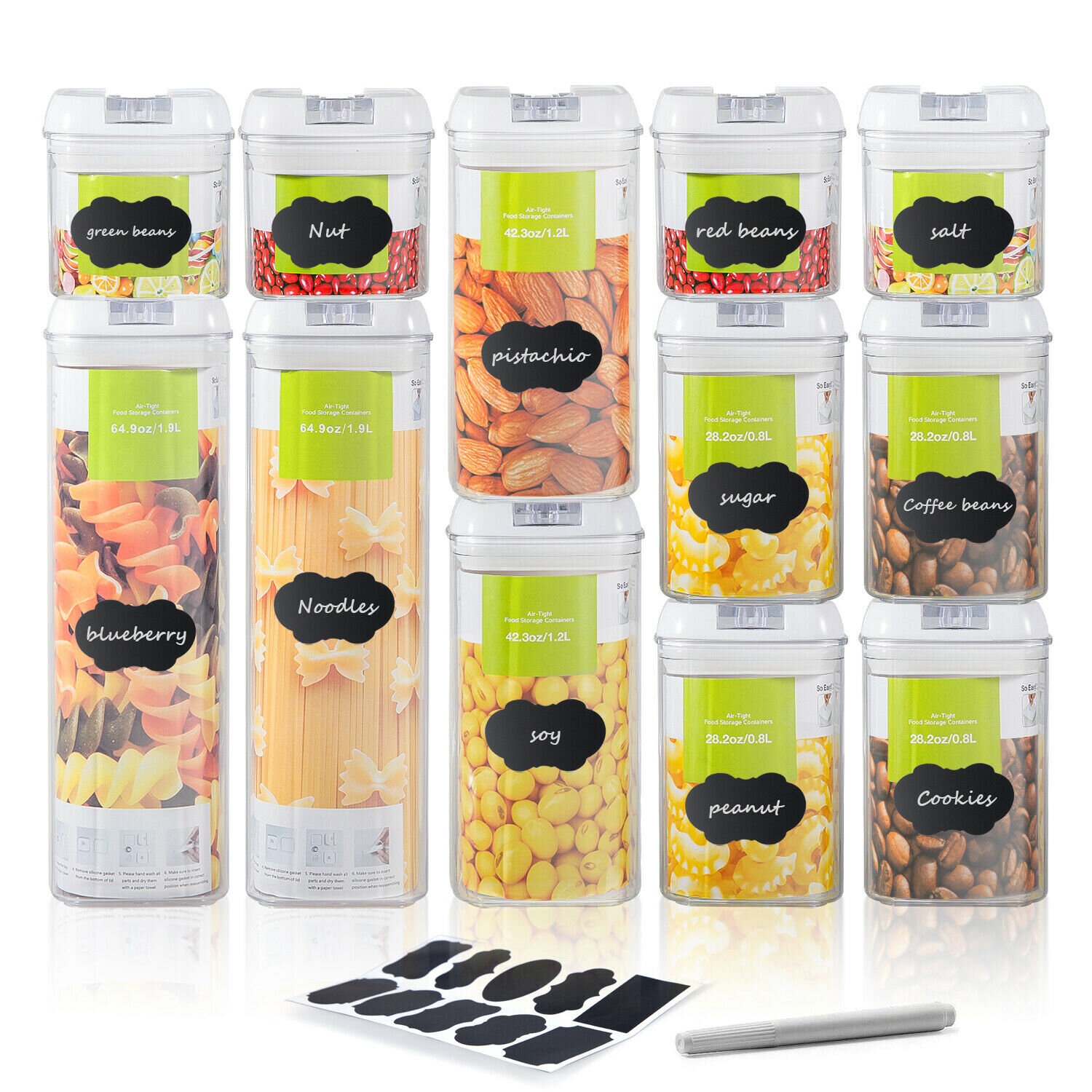 Kitchen & Pantry Organization 12 Pack Airtight Food Storage Container Set 