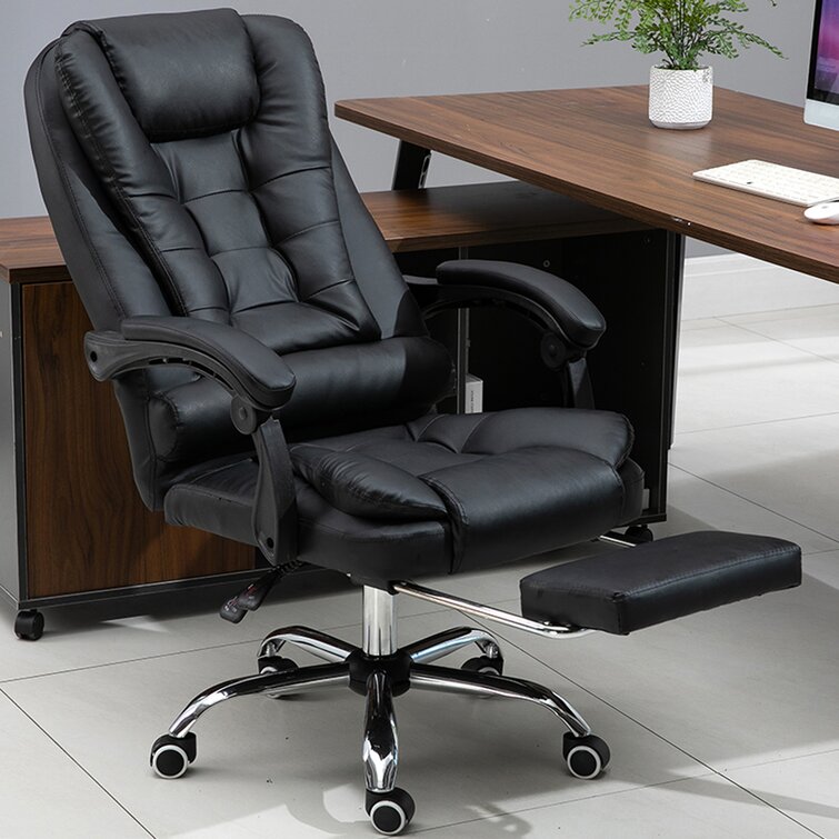 Office chair with massage function adjustable seat leather desk game chair