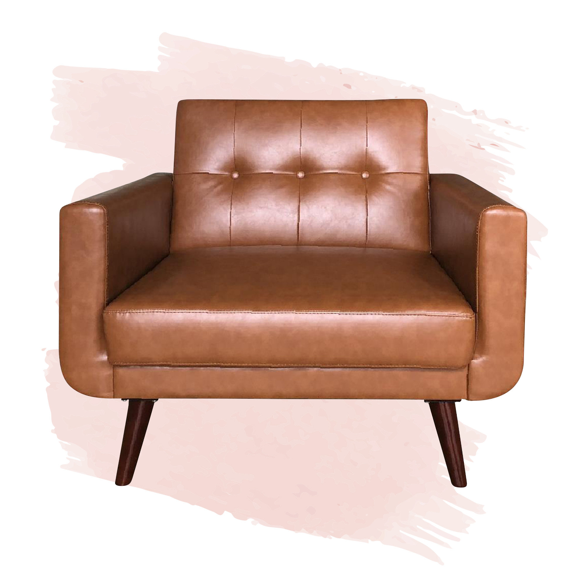 Black seat and Black Metal Legs with Two low arms Rattan Conor Accent Chair