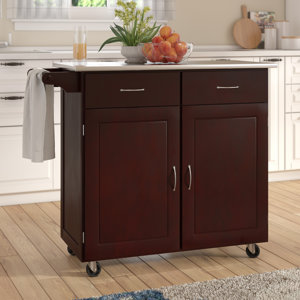 Southerland Large Kitchen Cart with Stainless Steel Top