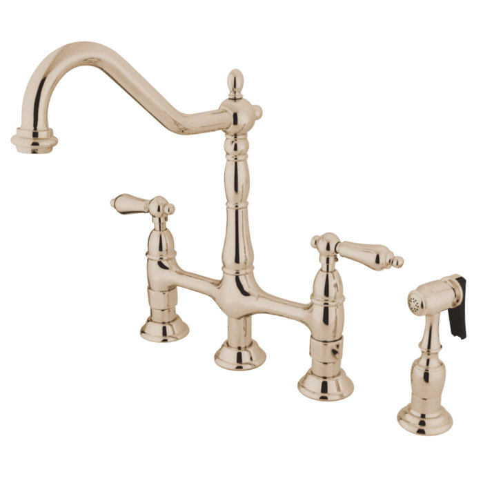 Kingston Br Heritage Bridge Faucet With Side Spray Reviews Kingston Br Heritage Bridge Faucet