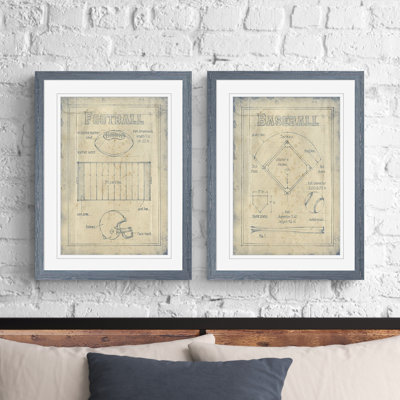 'All about the Game I' - 2 Piece Picture Frame Painting Print Set