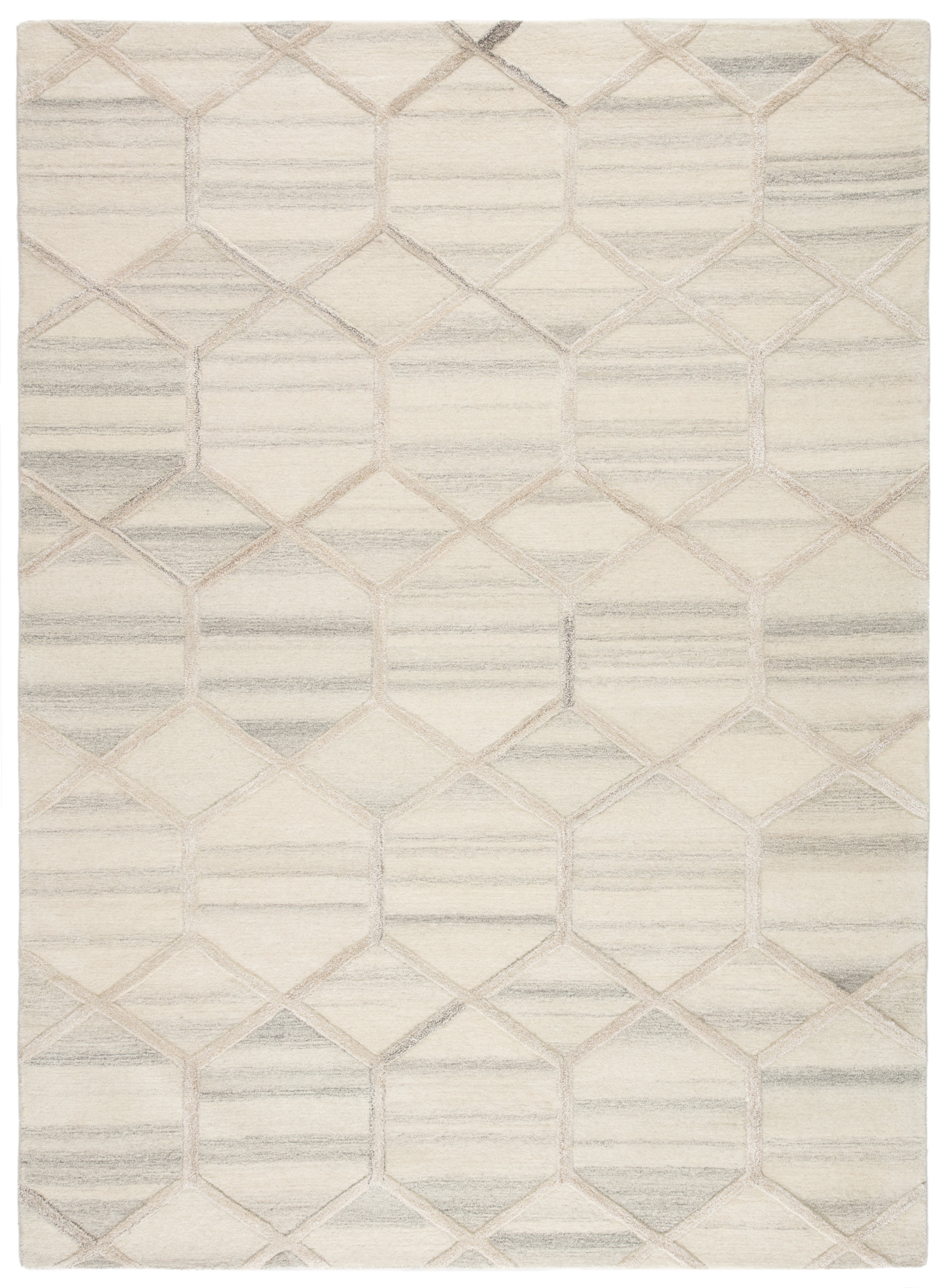 Jaipurliving Tulsa Striped Geometric Handmade Tufted Beige Area Tulsa Striped Geometric Handmade Tufted