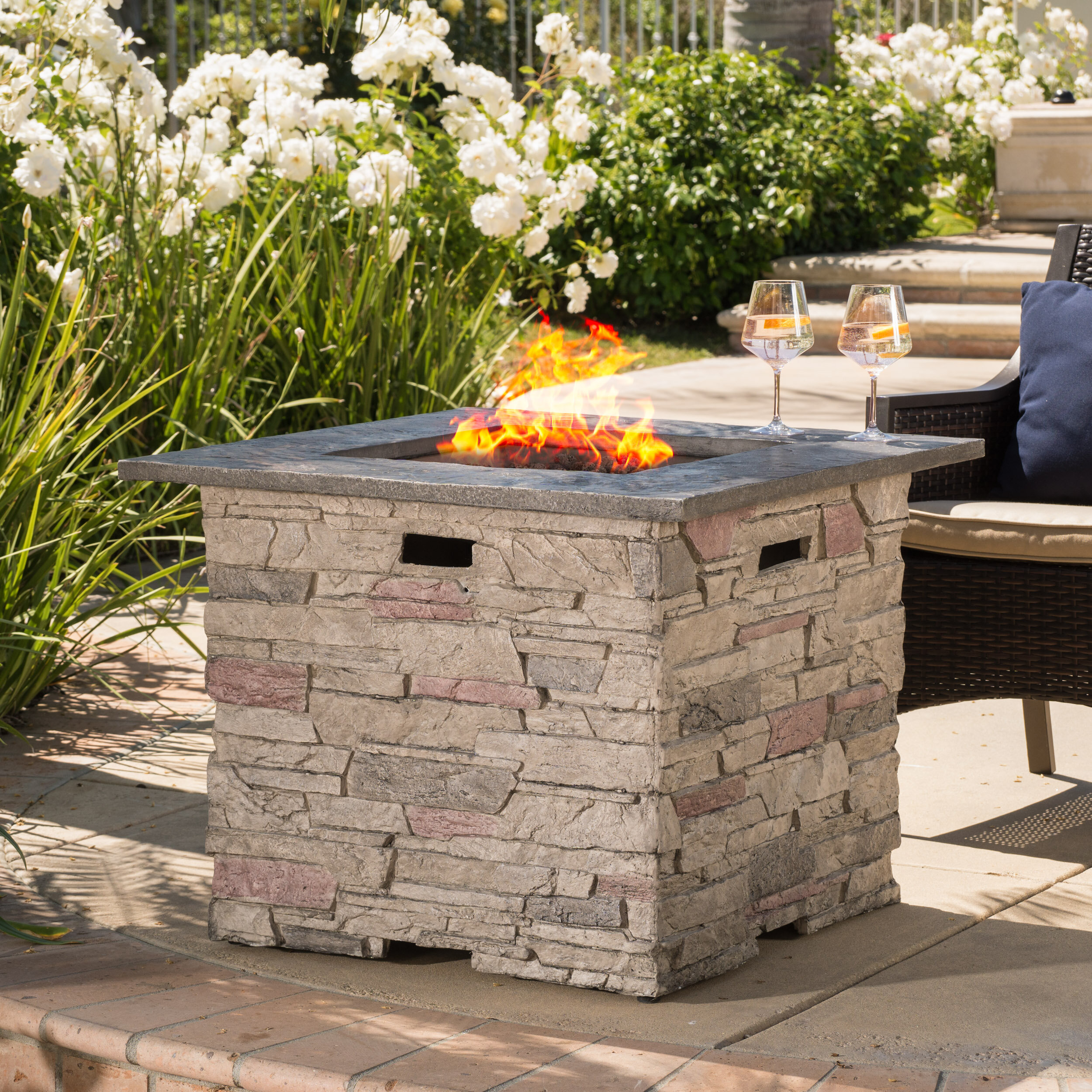 Loon Peak Stafford Stone Propane Gas Fire Pit Table Reviews