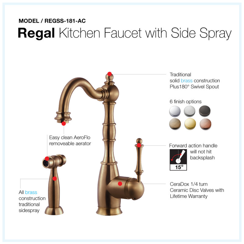 Houzer Regal Single Handle Kitchen Faucet With Sidespray Wayfair