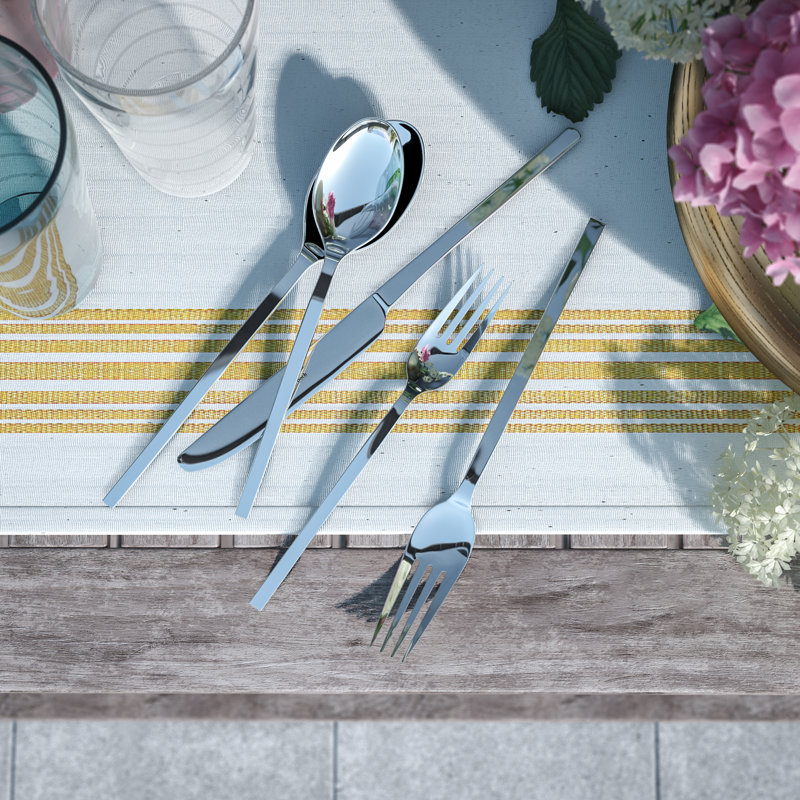 New Wave 64 Piece 18 10 Stainless Steel Flatware Set Service For