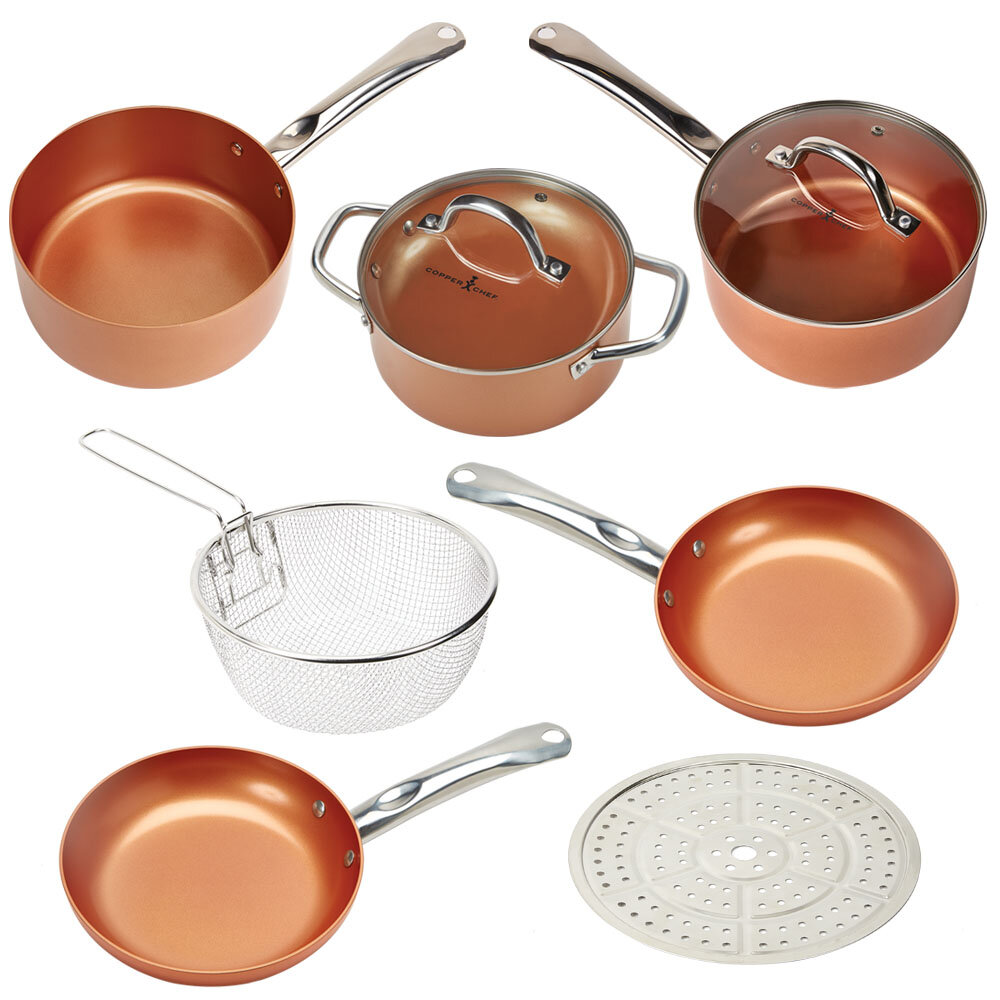 Kitchen Cookware Set 9-Piece Pots Pans Lids Cooking Home Aluminum Nonstick Red 