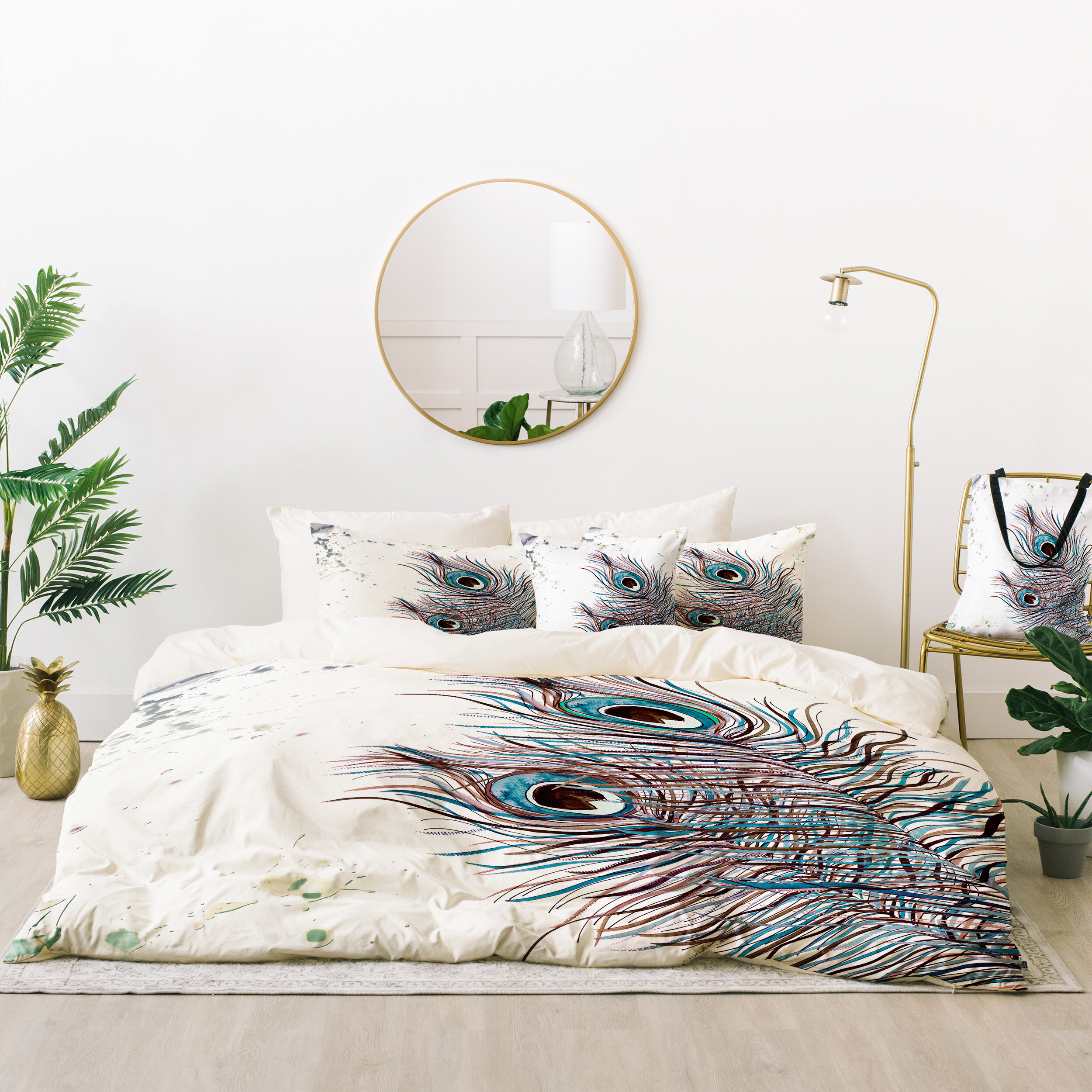 East Urban Home Monika Strigel Boho Peacock Feathers Duvet Cover