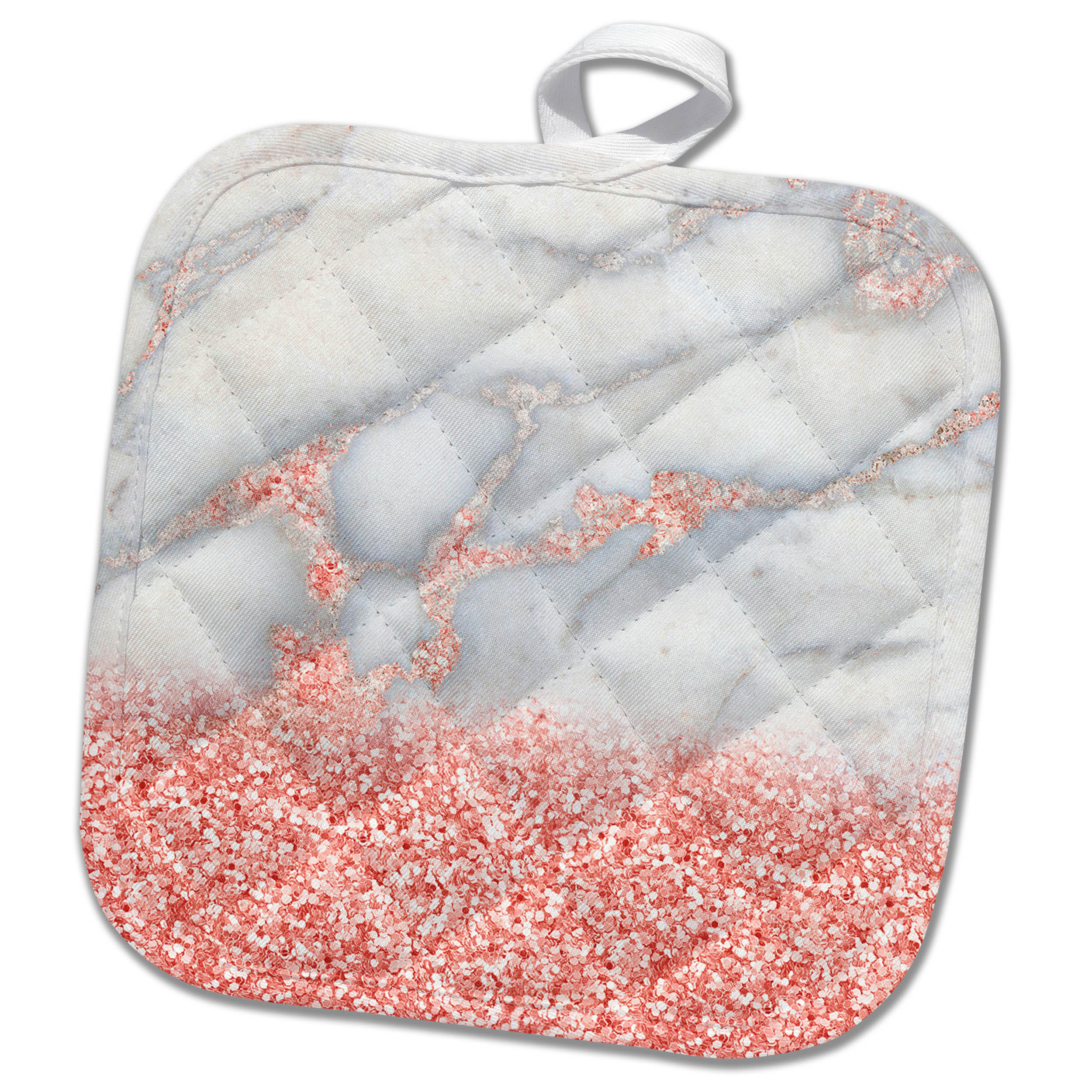 3drose Chic Trendy Girly Blush Rose Glitter Gemstone Marble