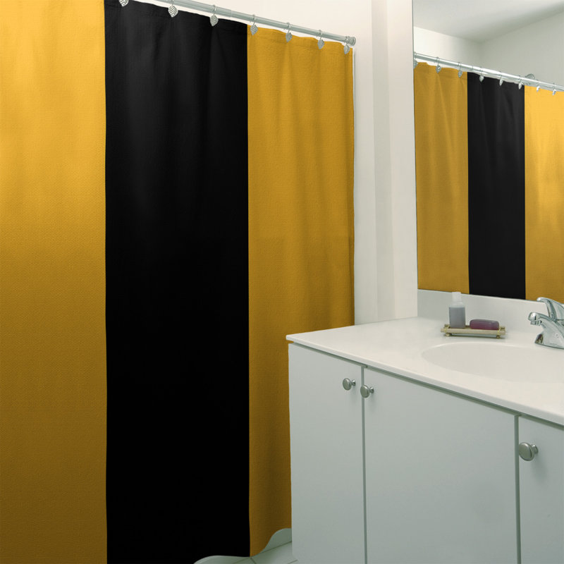 Boston Striped Shower Curtain Color: Yellow/Black/Yellow, PVC Liner Included: No