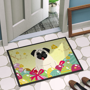 Easter Eggs Pug Indoor/Outdoor Doormat