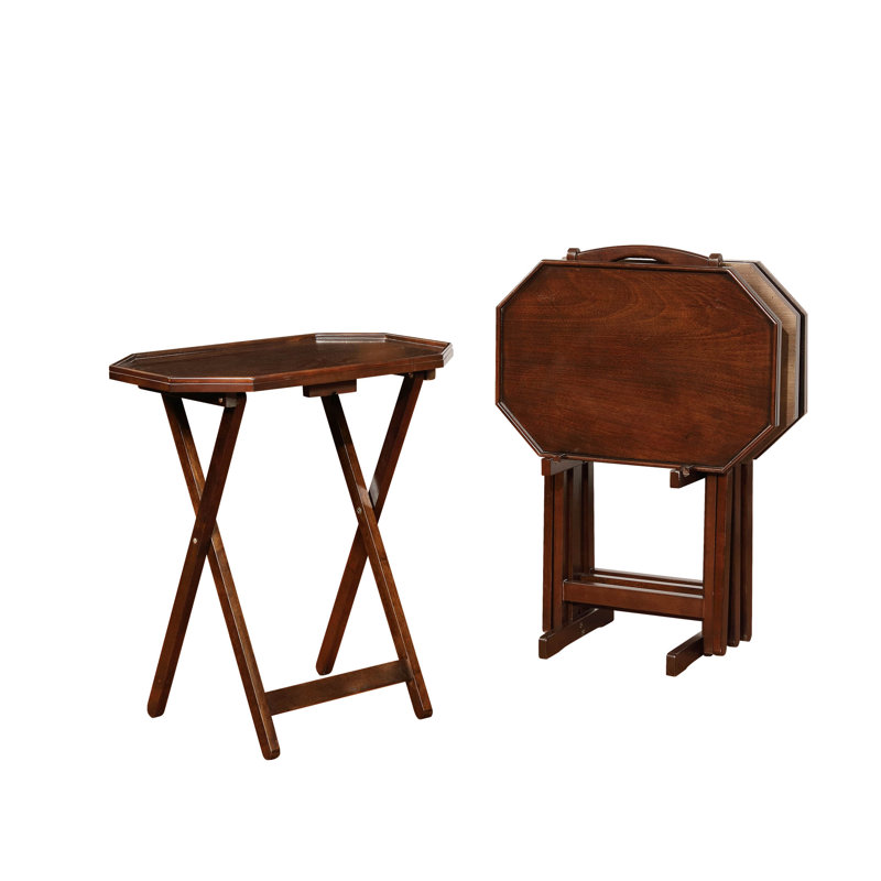 Red Barrel Studio Baudette Tray Table Set With Stand Set Of 4 Reviews Wayfair