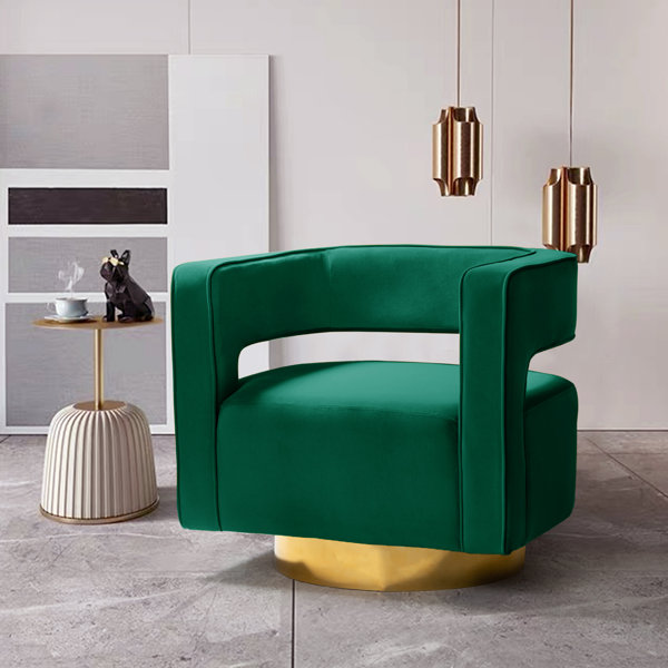 Green velvet barrel chair Clearance