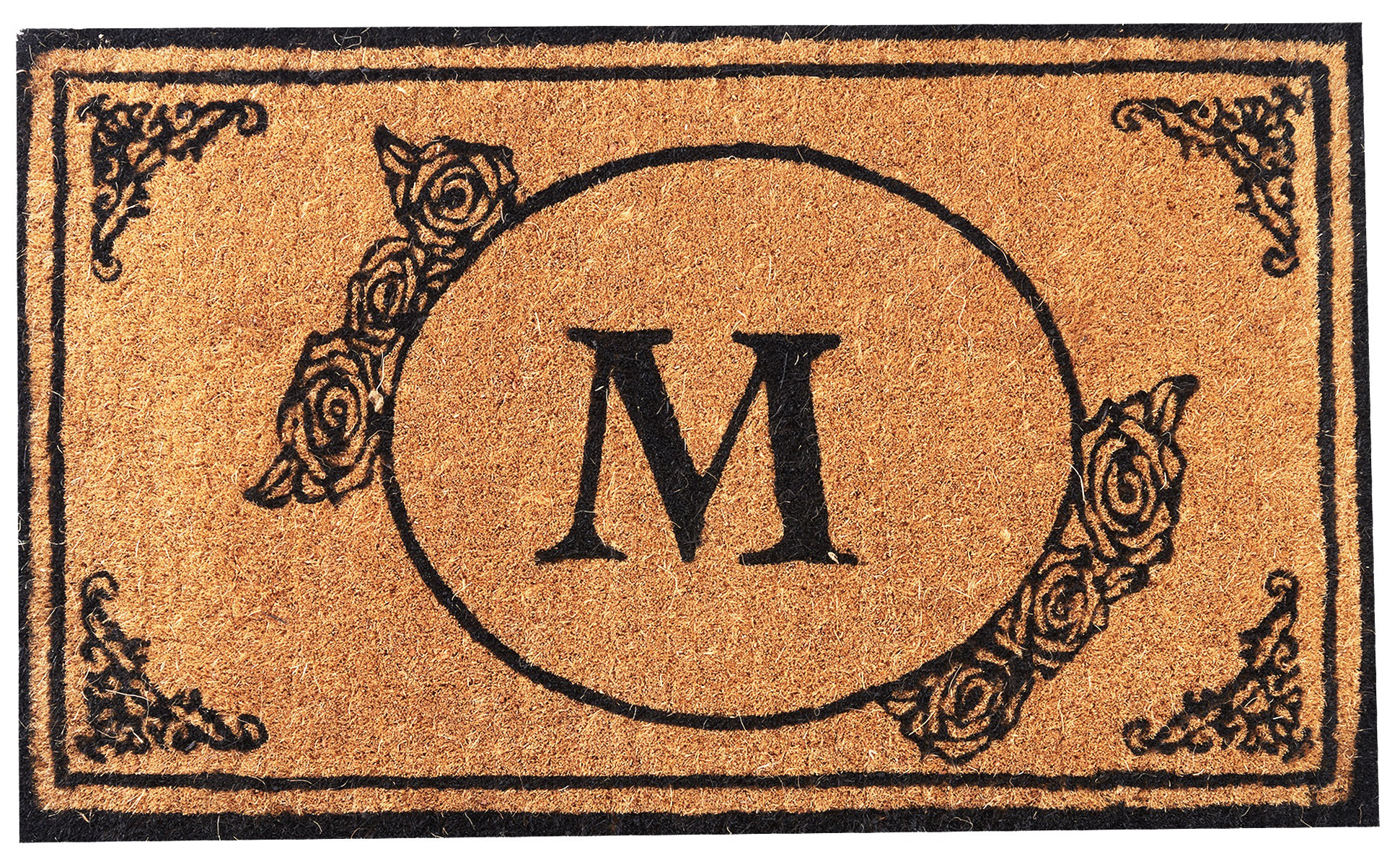 Charlton Home Lakemoor Welcome Coco Coir Monogram Letter A Outdoor