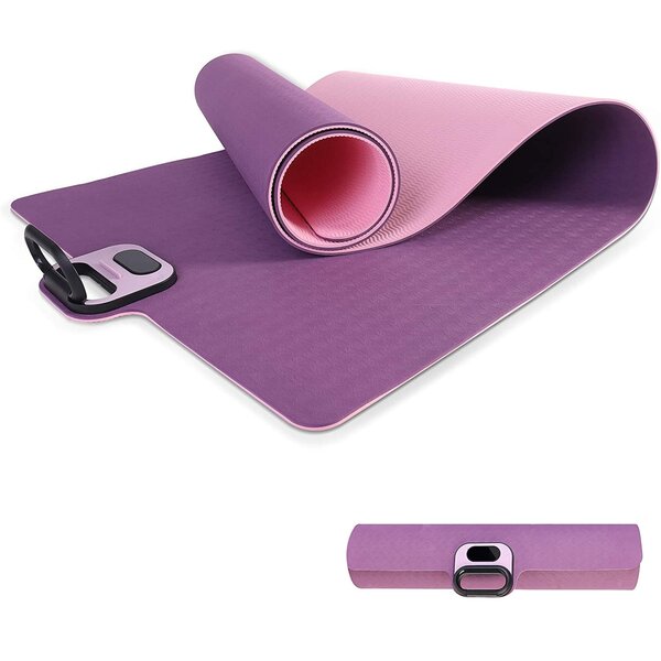 Carry Strap TPE Premium Yoga Mat 8MM Thick 72"L x 26"W Eco-Friendly Non-Slip 
