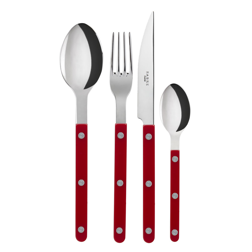 Sabre Paris 4-tlg. Besteckset Bistrot aus 18/10 Edelstahl Farbe: Burgunderrot