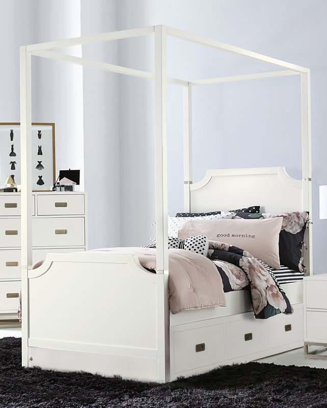 Canopy Kids Beds You Ll Love Wayfair Angus Canopy Panel Bed With Trundle Soft White