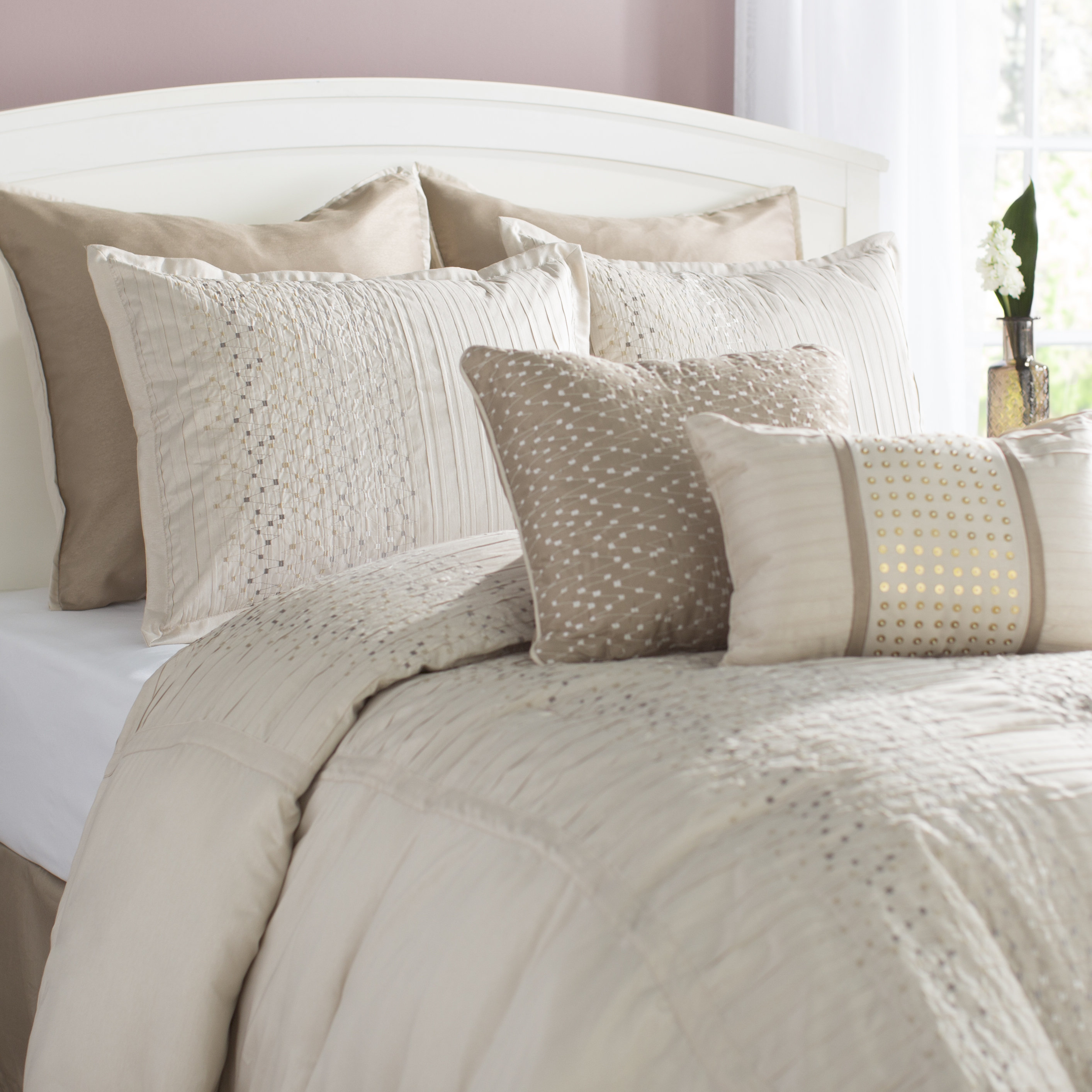 8 piece Comforter Coverlet Set bedding Elegant Luxury Brown QUEEN//KING size