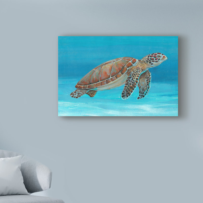 Highland Dunes Ocean Sea Turtle I Acrylic Painting Print On