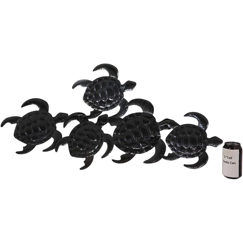 Bayou Breeze Large Aluminum Swimming Bale Of Sea Turtle Hatchlings Hanging Wall Decor Wayfair
