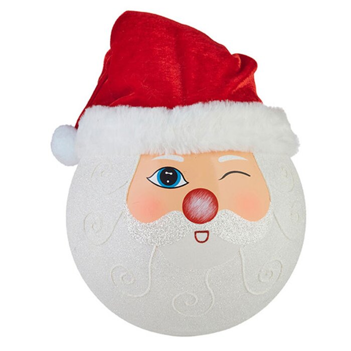 The Holiday Aisle® Winking Santa Ball Ornament | Wayfair