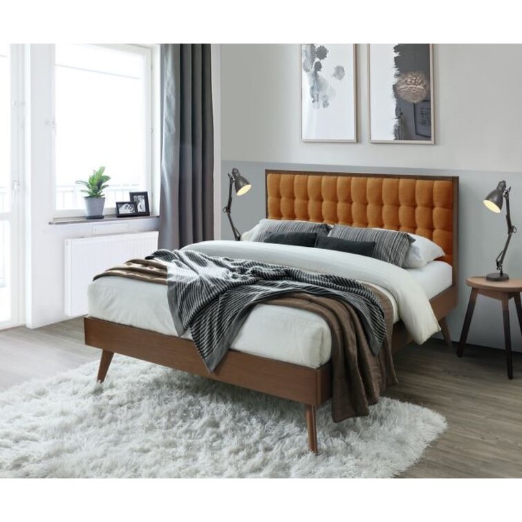 Abril Tufted Solid Wood and Upholstered Low Profile Platform Bed