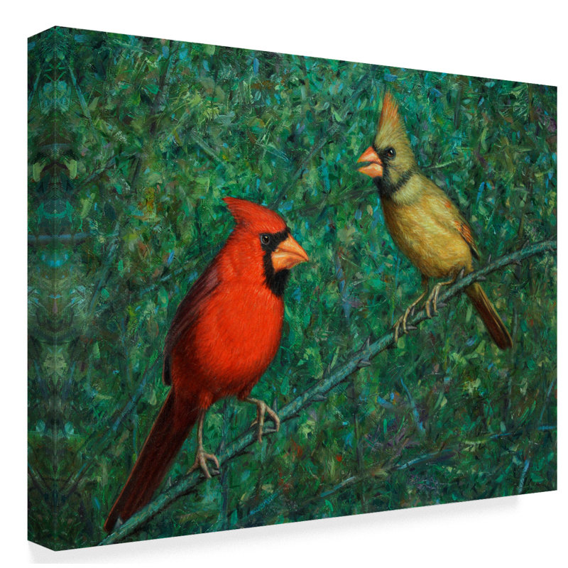 Charlton Home Cardinal Couple Acrylic Painting Print On Wrapped