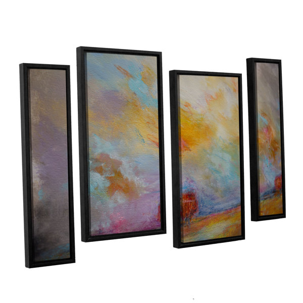 Latitude Run Abstract Sunset 4 Piece Framed Painting Print On