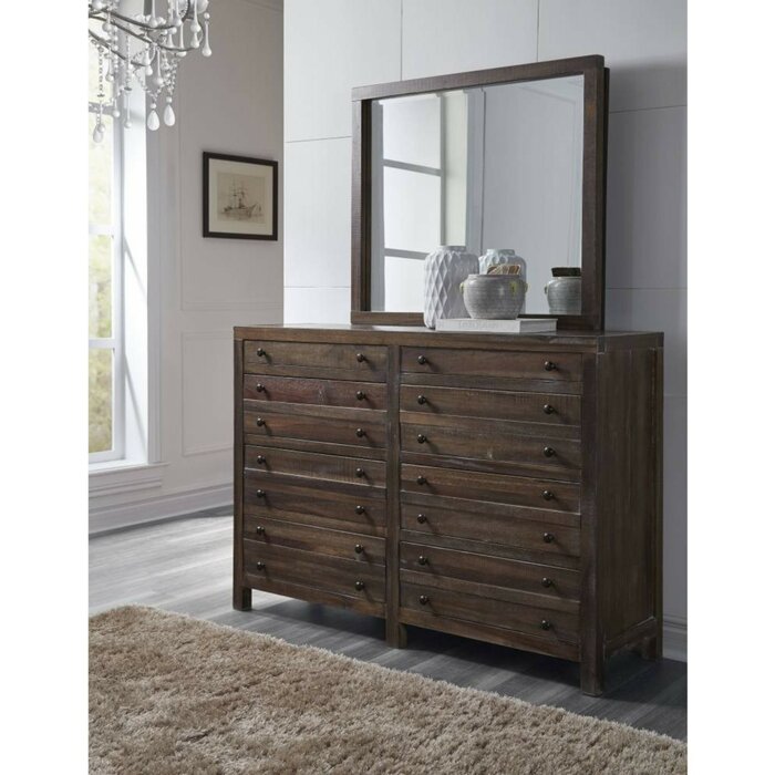 Foundry Select Boylan Solid Hardwood 12 Drawer Double Dresser