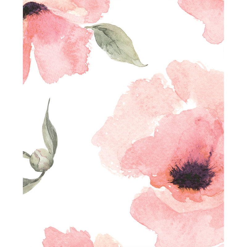 House Of Hampton Jiles Watercolor Poppy Flowers 4 L X 24 W Matte Jiles Watercolor Poppy Flowers 4 L X 24 W Matte And Stick Wallpaper