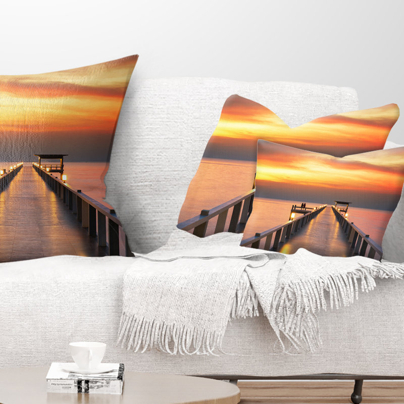 East Urban Home Pier Seascape Sky And Long Wooden Bridge Lumbar Pillow Wayfair