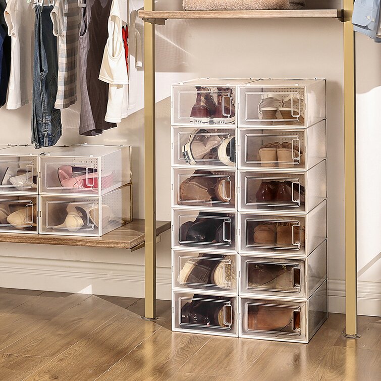 12 Cubes Interlocking DIY Shoes Display Storage Organizer Closet Wardrobe Rack