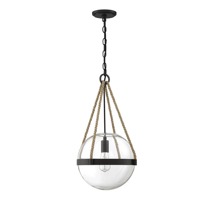1 Light Single Globe Pendant With Rope Accents Joss Main
