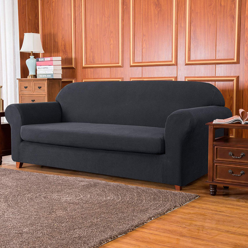 Winston Porter Jacquard High Stretch 2 Seats Box Cushion Loveseat Stretch 2 Seats Box Cushion Loveseat