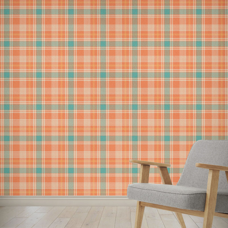 August Grove Higgin Pumpkin E Latte Plaid 4 L X 24 W And Higgin Pumpkin E Latte Plaid 4 L X 24 W And Stick Wallpaper